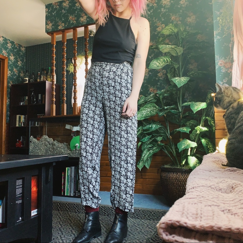 High Waisted Floral Pants